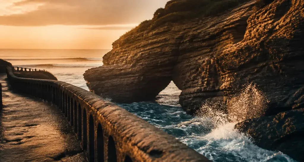 Chambre d amour a anglet, promenade côtière et vague sur les falaises