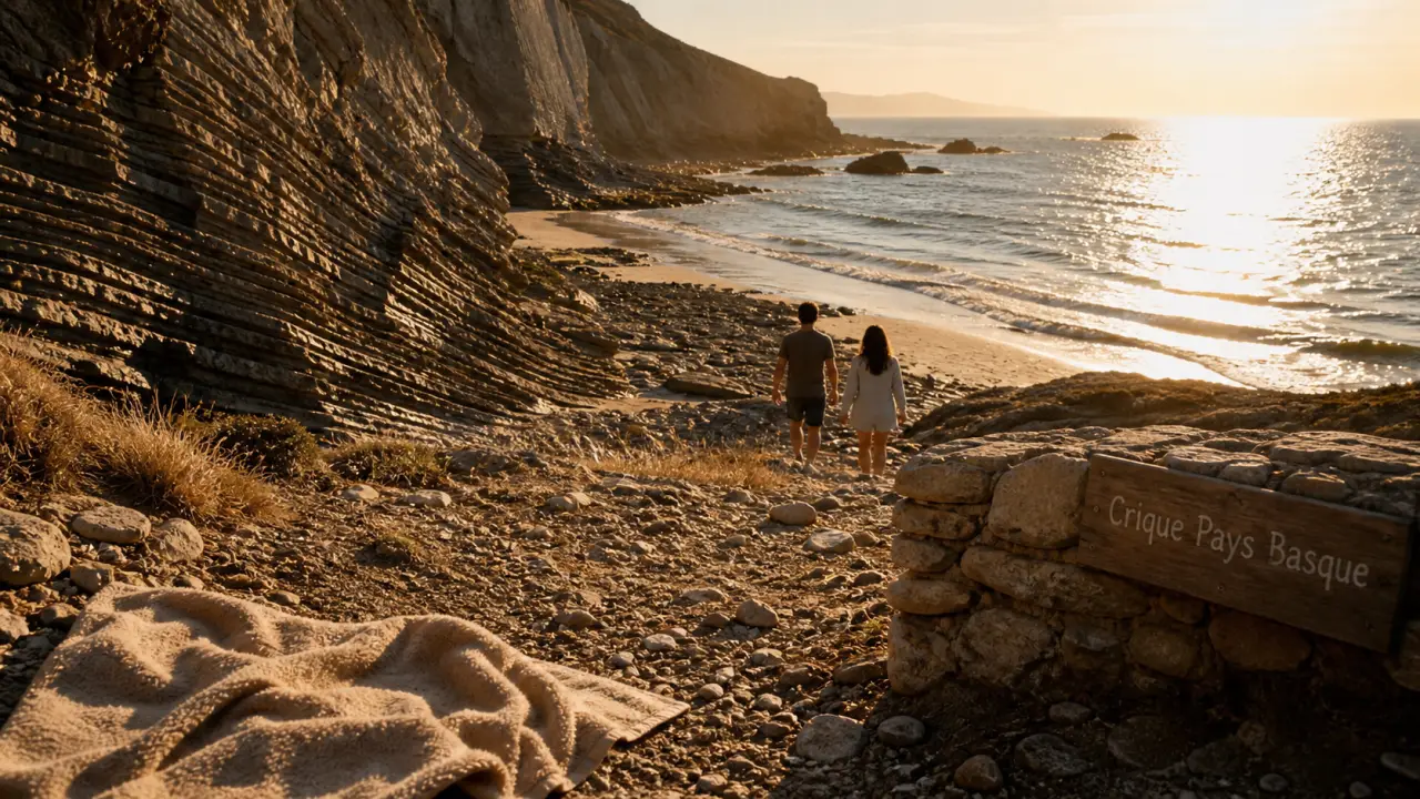 Crique pays basque : plage discrète à marée basse