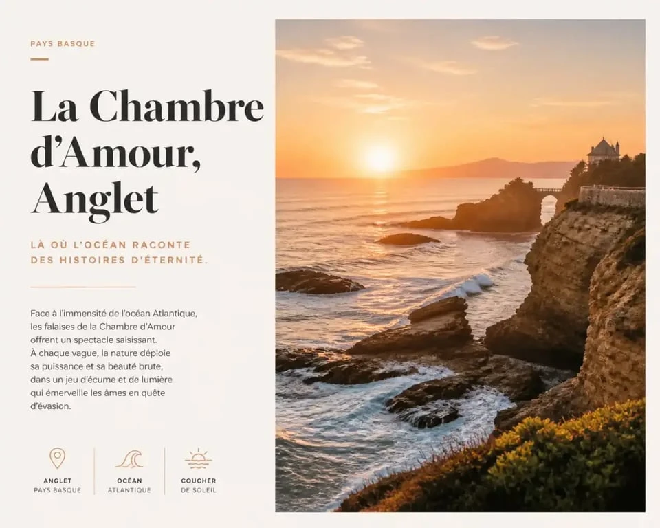 Falaises et plage de la Chambre d'Amour à Anglet sur la côte basque