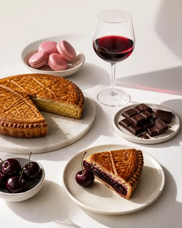 Spécialités basques sucrées avec gâteau basque, macarons de Saint-Jean-de-Luz et chocolat de Bayonne