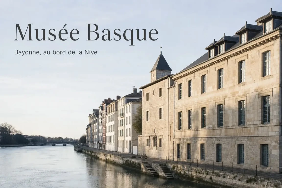 Musée pays basque : façade du Musée Basque et de l’histoire de Bayonne au bord de la Nive
