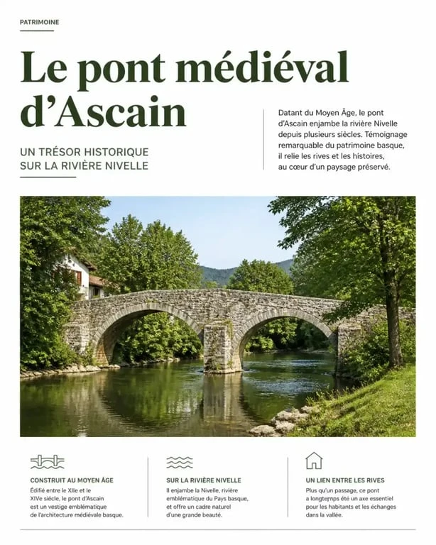 Pont médiéval sur la rivière Nivelle à Ascain