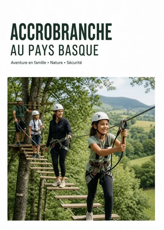 Parc aventure pays basque - les rochers du baztan avec familles sur un parcours accrobranche