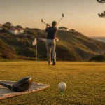 Golf pays basque au golden hour sur un parcours
