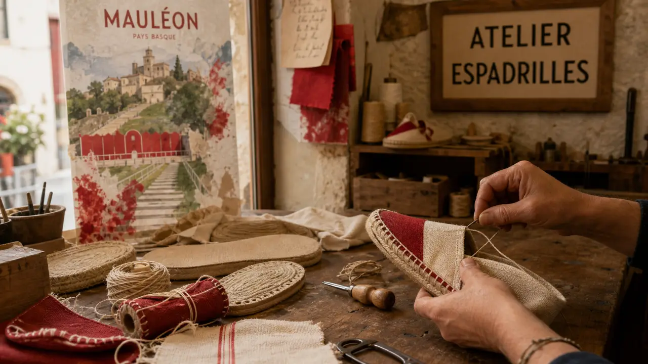 Espadrilles en atelier à Mauléon Soule, boutique artisanale