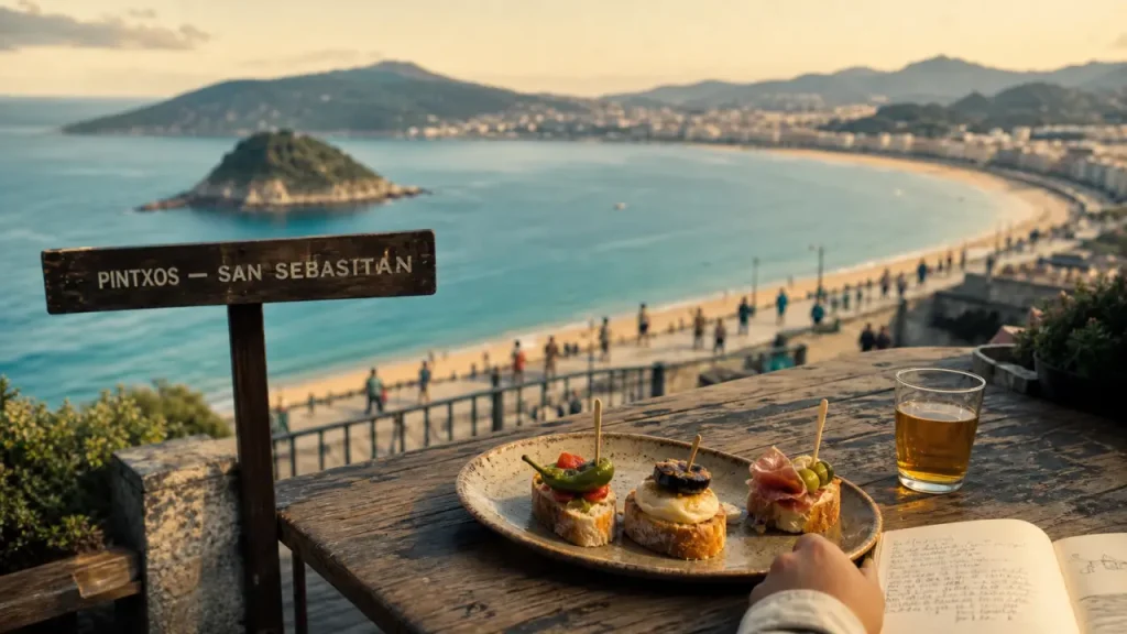 Pays basque espagnol : pintxos et cidre sur une terrasse à Saint-Sébastien