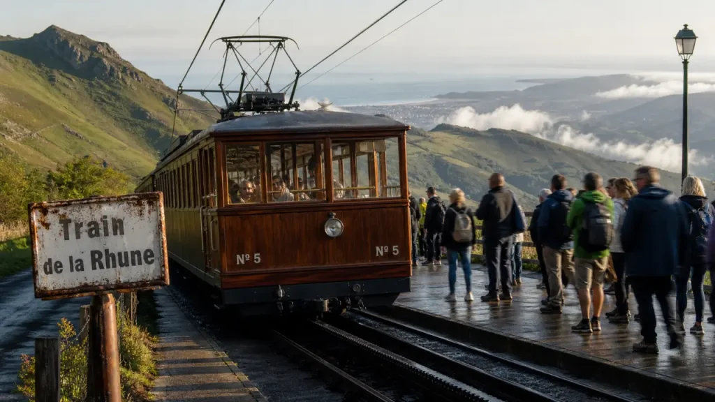 Train de la Rhune historique au départ vers la Rhune