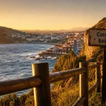 Visiter pays basque : corniche côtière au coucher du soleil