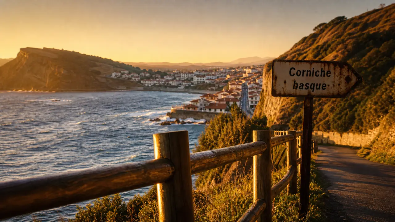 Visiter pays basque : corniche côtière au coucher du soleil