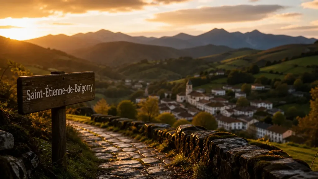 VVF Pays Basque Saint-Étienne-de-Baïgorry, vallée et village depuis un chemin