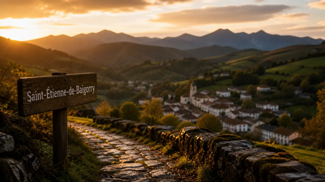 VVF Pays Basque Saint-Étienne-de-Baïgorry, vallée et village depuis un chemin