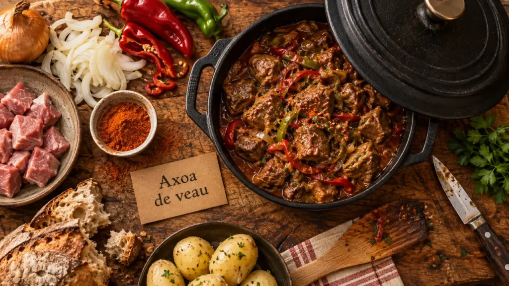 Axoa de veau basque aux piments doux, cuisson lente