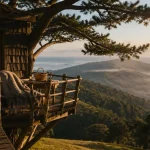 Cabane dans les arbres pays basque, cabane perchée dans un pin basque