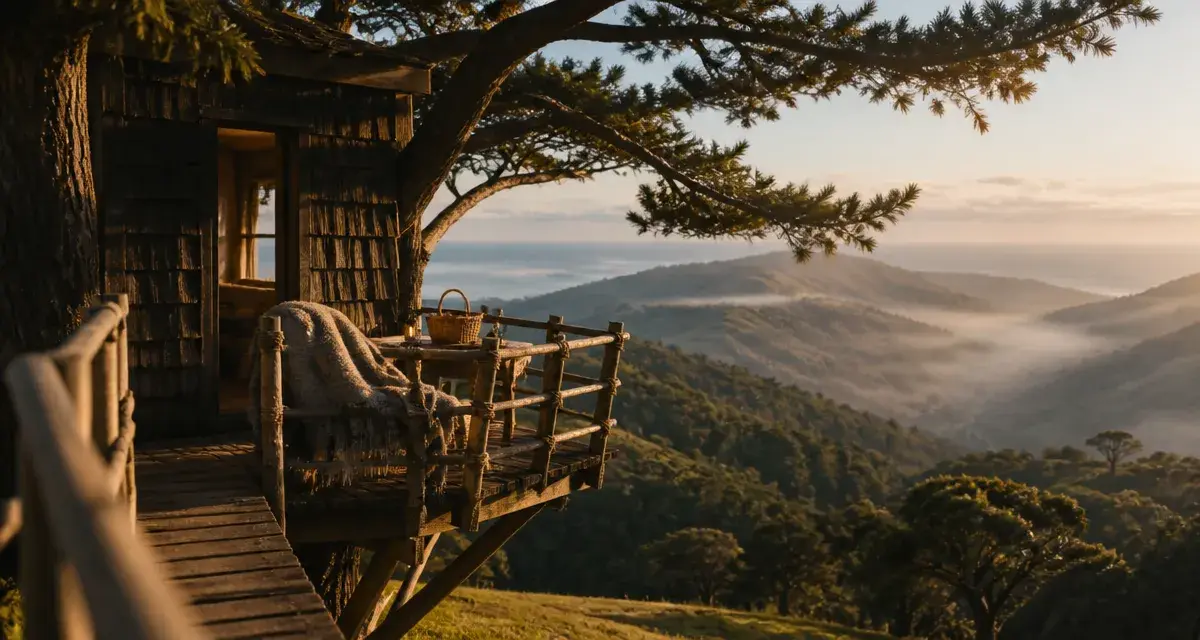 Cabane dans les arbres pays basque, cabane perchée dans un pin basque
