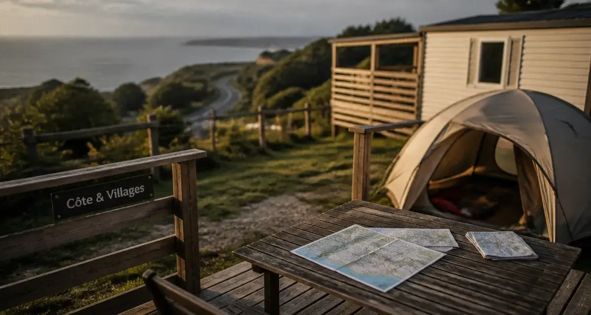 Campings Pays Basque : terrasse de camping et route vers la mer