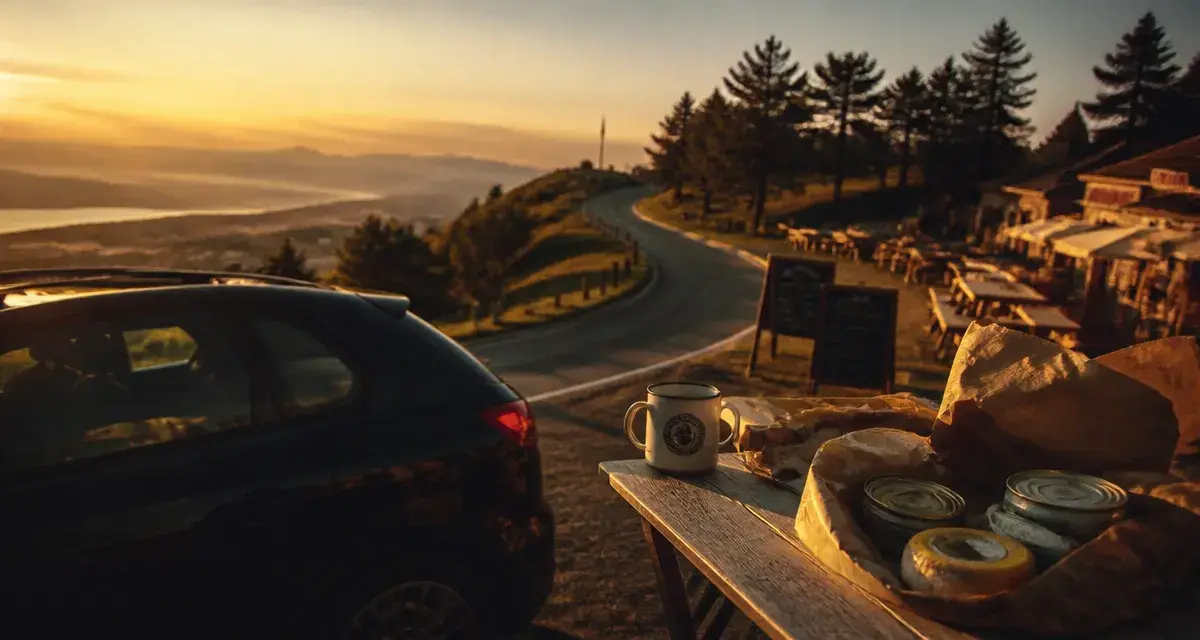 Col d ibardin au coucher du soleil, route vers les ventas et la baie de Txingudi