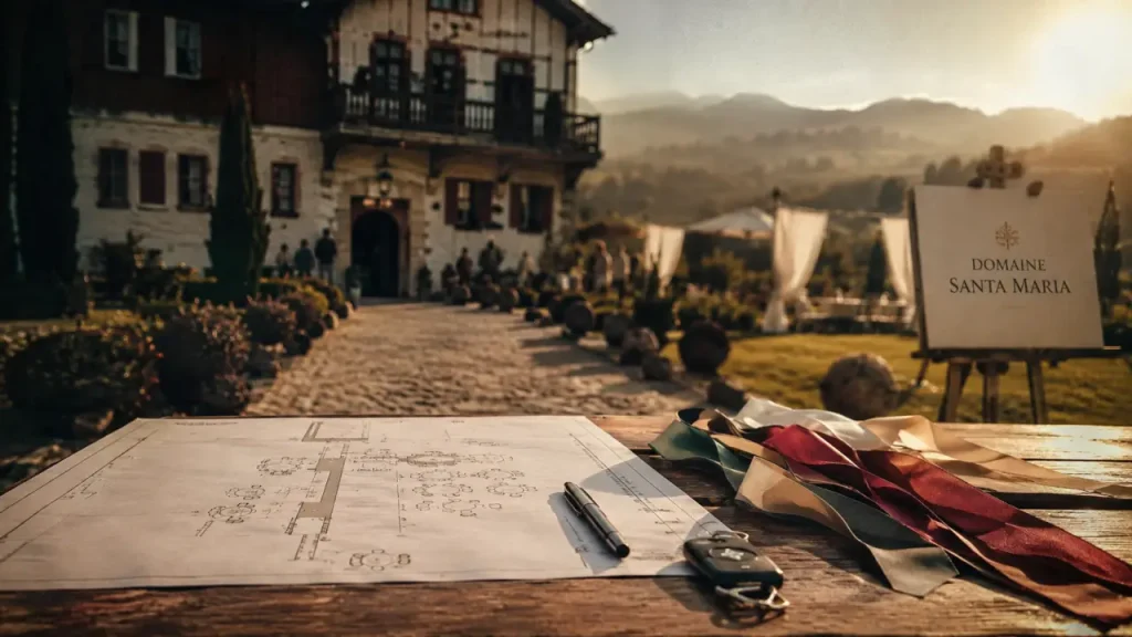 Domaine santa maria pays basque : allée menant au porche