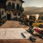 Domaine santa maria pays basque : allée menant au porche