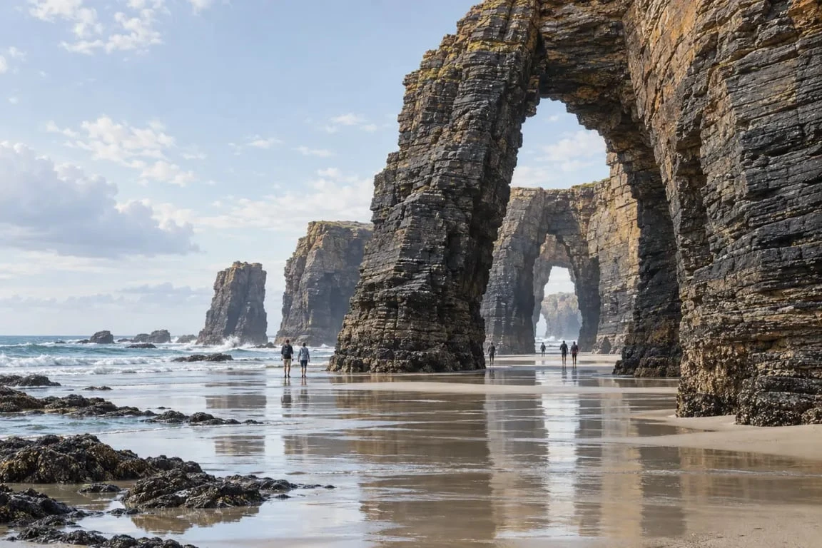 Praia das Catedrais à marée basse sur la côte atlantique espagnole