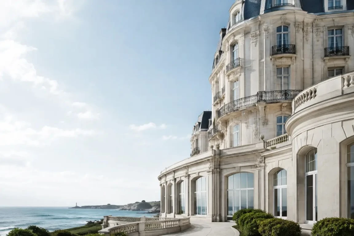 Hotel luxe Biarritz : façade de l’Hôtel du Palais face à l’Atlantique