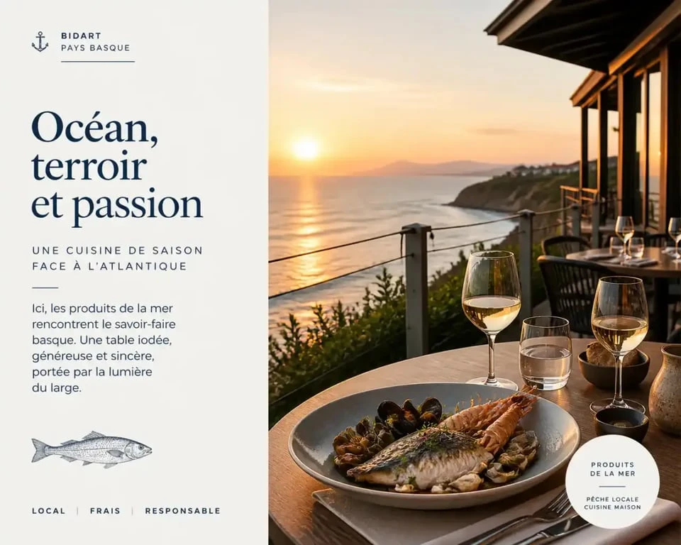 Restaurant avec terrasse vue sur l'océan à Bidart Pays Basque