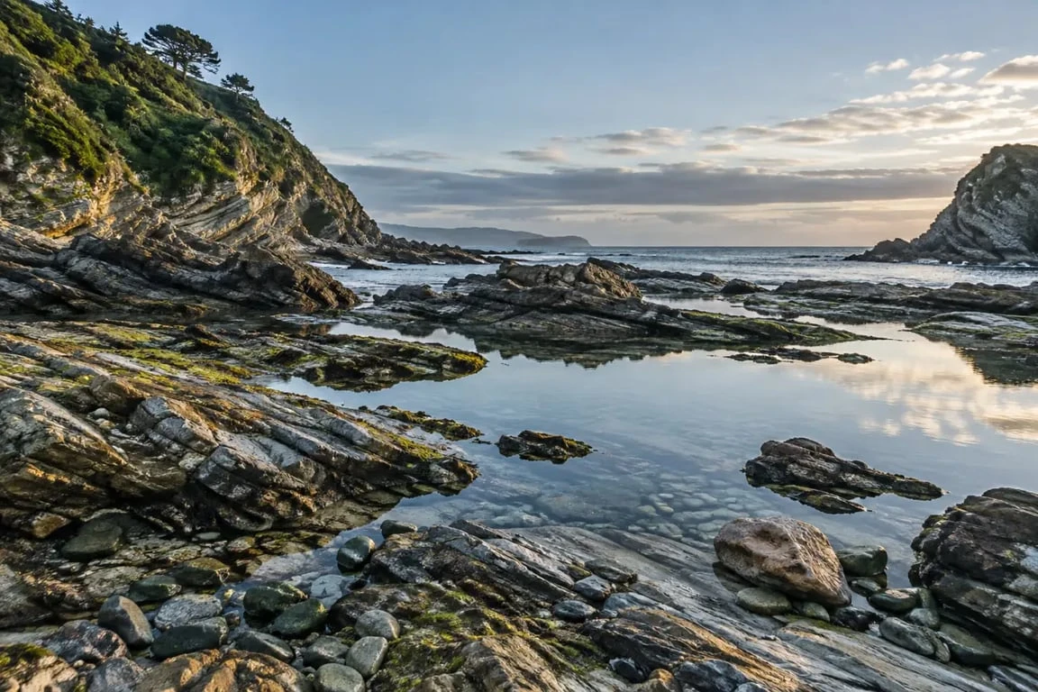 Plages sauvages Pays basque : crique rocheuse à marée basse près de Guéthary