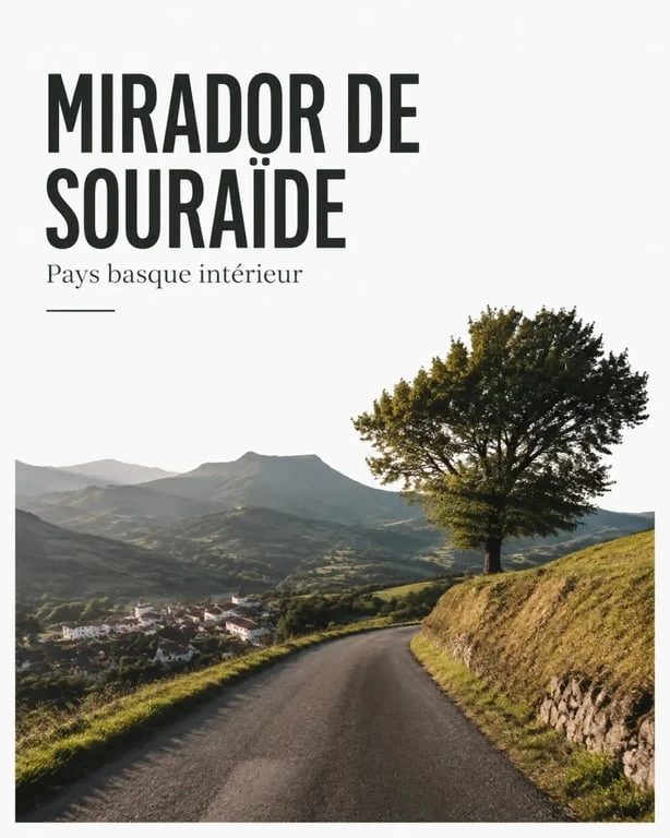 Mirador de Souraïde : vue du point haut et de la montée locale au-dessus du village