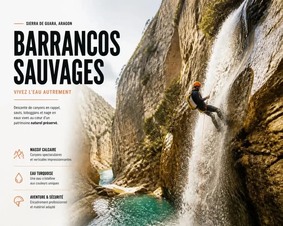 Barranquismo en Sierra de Guara : descente en rappel dans un canyon aux eaux turquoise