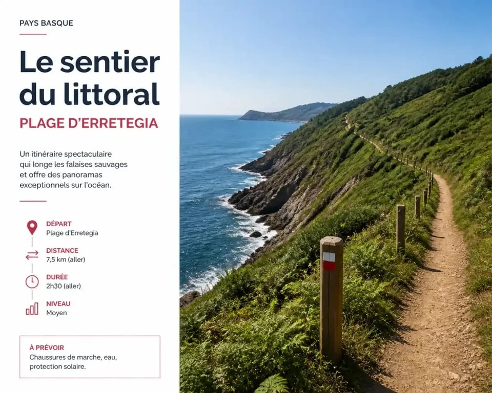 Départ du sentier du littoral depuis la plage d'Erretegia à Bidart