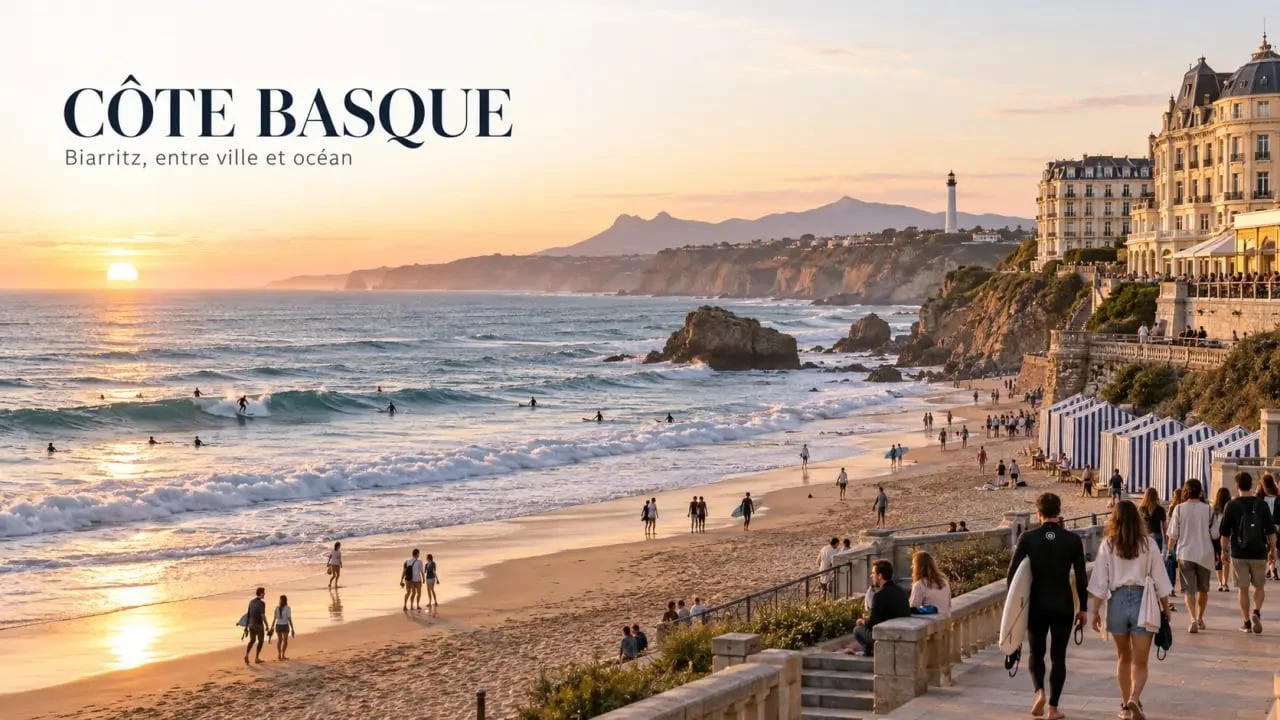 Plus belles plages de la Côte basque avec plage urbaine et falaises atlantiques