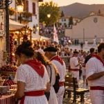 Événements Pays Basque : fête du piment, fronton et étals sur une place