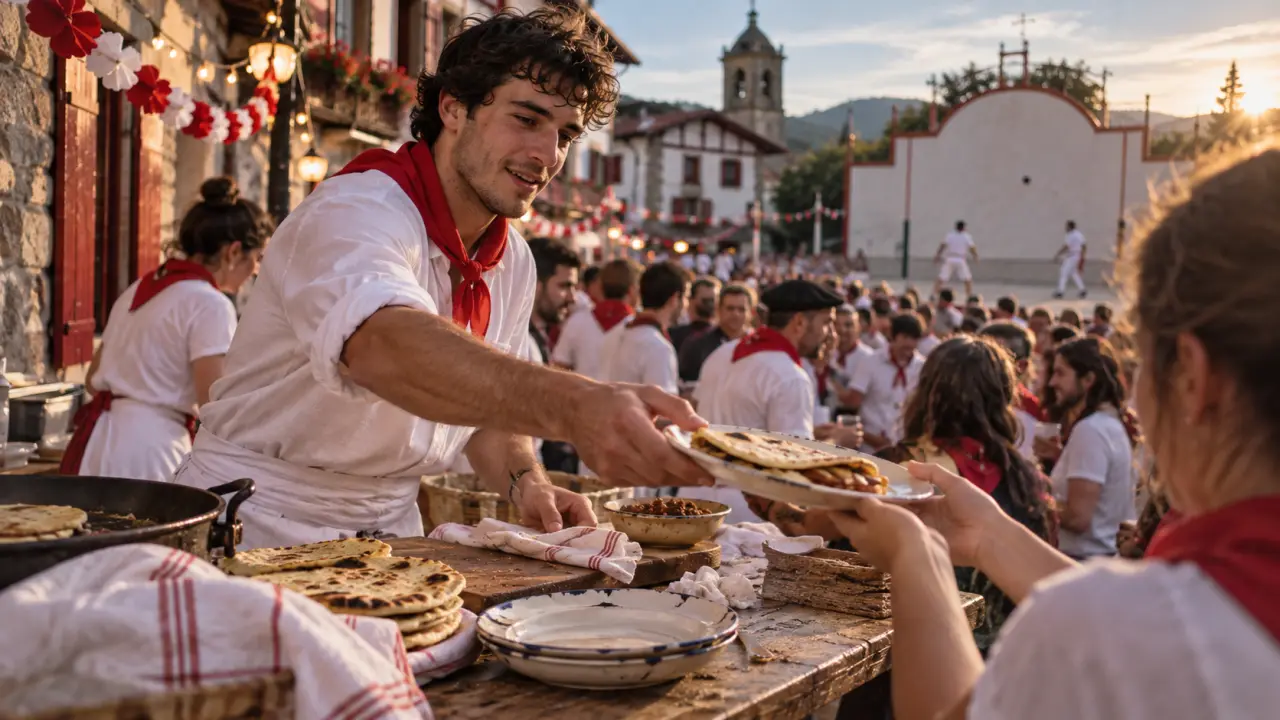 Fetes dans le pays basque : foulard rouge, talos et ambiance de fête basque
