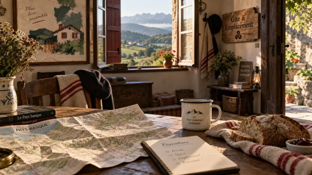 Gite pays basque : intérieur au calme, vue verte