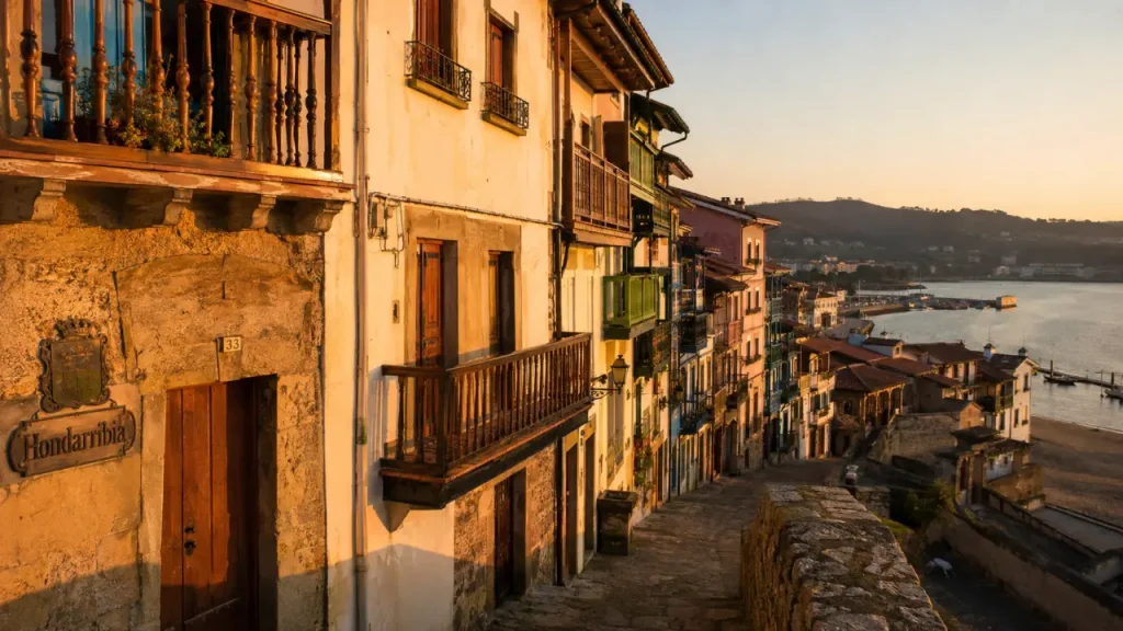 Hondarribia, remparts et port de pêche face à la plage