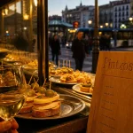 Irun pays basque : vitrine de pintxos et txakoli à la golden hour