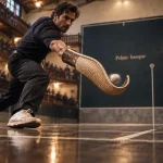 Pelote sport basque dans un trinquet : pilotari à la chistera