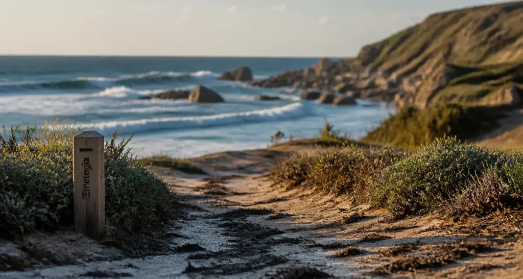 Plage d’Erretegia à Bidart : sentier littoral et océan Atlantique