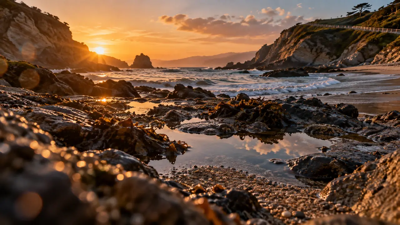 Plages sauvages Pays basque : rochers, marée basse et houle, crique