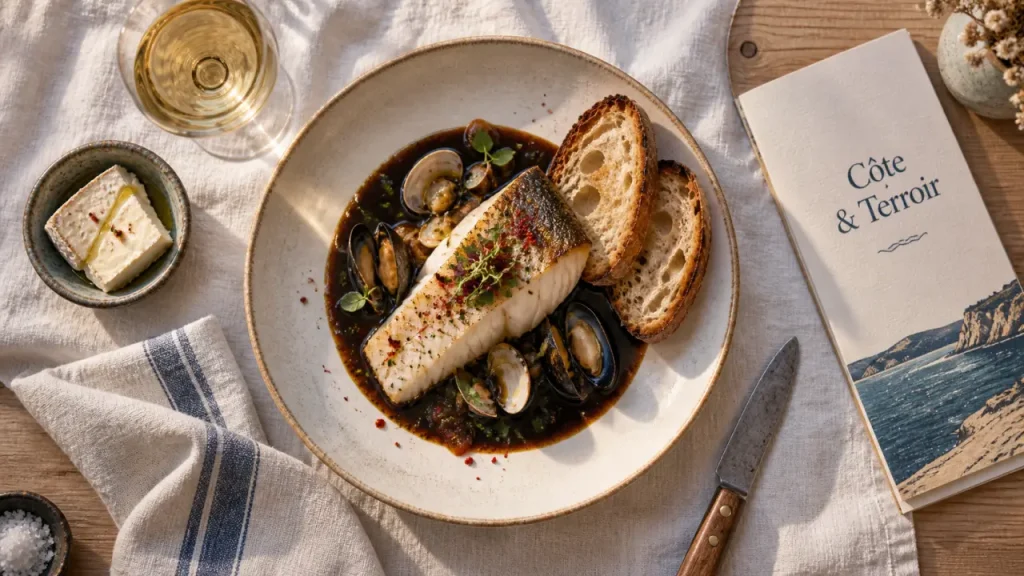 Restaurant gastronomique pays basque : table océan et terroir, assiette basque et piment d’Espelette