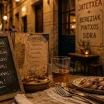 Restaurant pays basque : pintxos et verre de cidre ambré