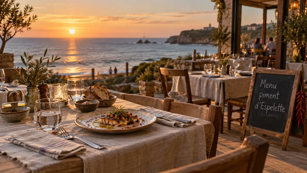 Restaurants a Bidart pays basque : terrasse vue océan, menu piment d’Espelette
