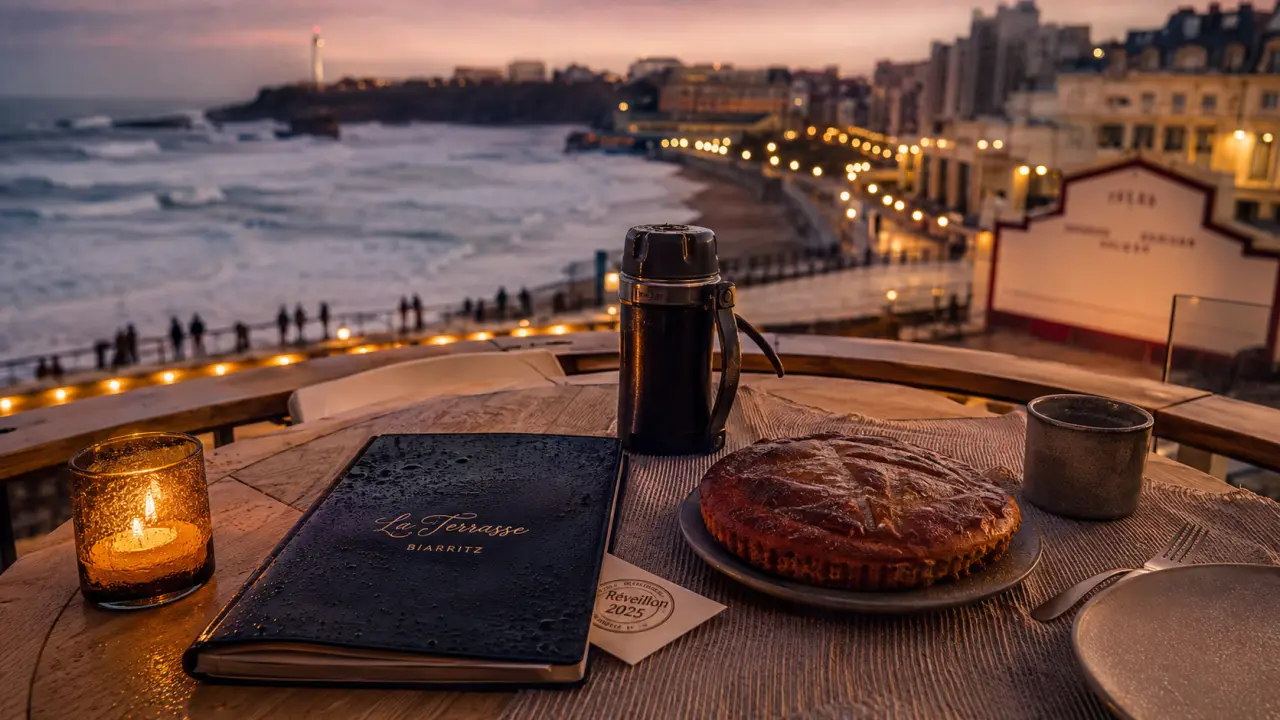 Réveillon saint sylvestre 2025 pays basque : table sur terrasse à Biarritz, Grande Plage