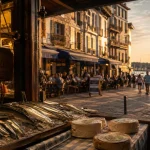 Saint Jean de Luz : port et plage au coucher du soleil