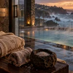 Spa pays basque vue océan : bassin chaud vitré