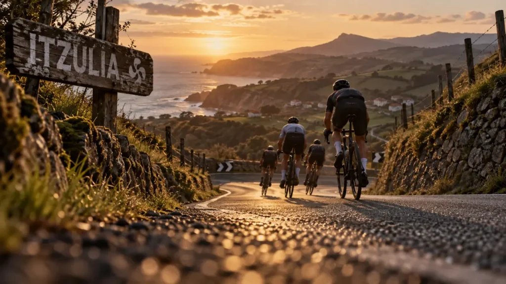 Tour cycliste du pays basque : cyclistes dans une montée