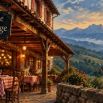 Auberge pays basque sur la terrasse, pierre et colombages