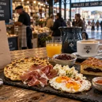 Brunch pays basque dans une halle, vue sur ardoise et piment d’Espelette