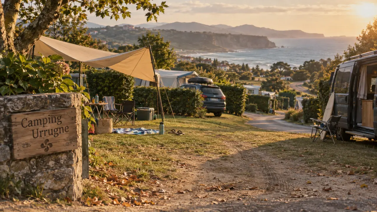 Camping Urrugne Pays basque : entrée du camping près de la mer