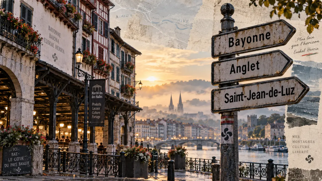 Capital pays basque : panneau indiquant Bayonne, Anglet, Saint-Jean-de-Luz à Bayonne