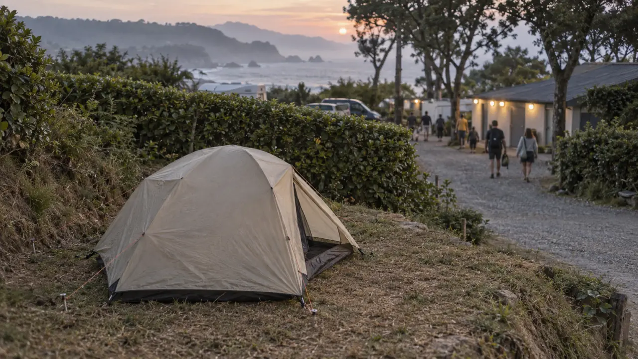 Emplacement camping pays basque : petite tente dans un camping